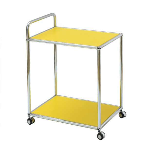 Modern Minimalist High-Carbon Steel Metal Rectangular Mobile End Table With 2 Tiers For Living Room - Image 18