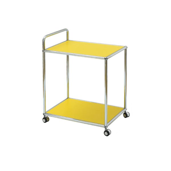 Modern Minimalist High-Carbon Steel Metal Rectangular Mobile End Table With 2 Tiers For Living Room - Image 19