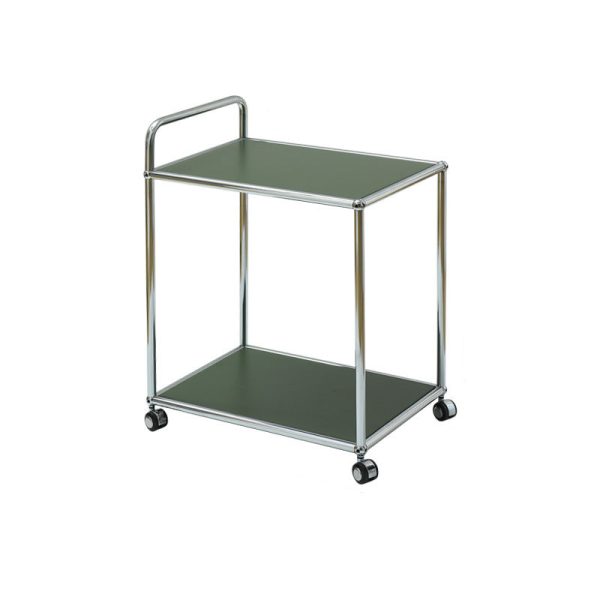 Modern Minimalist High-Carbon Steel Metal Rectangular Mobile End Table With 2 Tiers For Living Room - Image 21