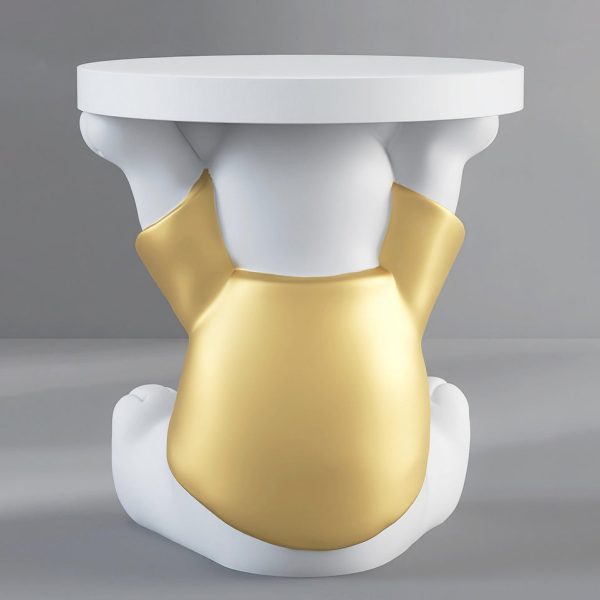 Modern Art Deco Resin Fiberglass Bear-Shaped Round End Table 1-Tier For Living Room - Image 18