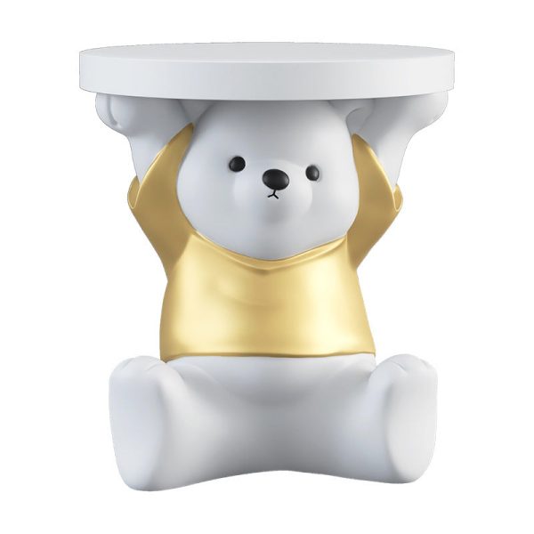 Modern Art Deco Resin Fiberglass Bear-Shaped Round End Table 1-Tier For Living Room - Image 21