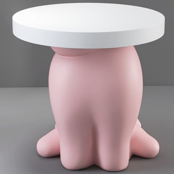 Modern Art Deco Resin Cat-Shaped Round End Table 1-Tier For Living Room - Image 7