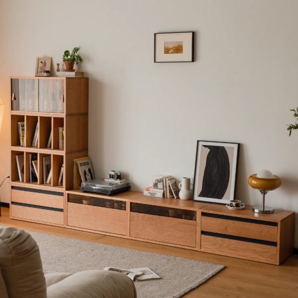Traditional Japanese Cherry Wood Rectangular Side Table 1-Tier For Living Room - Image 16