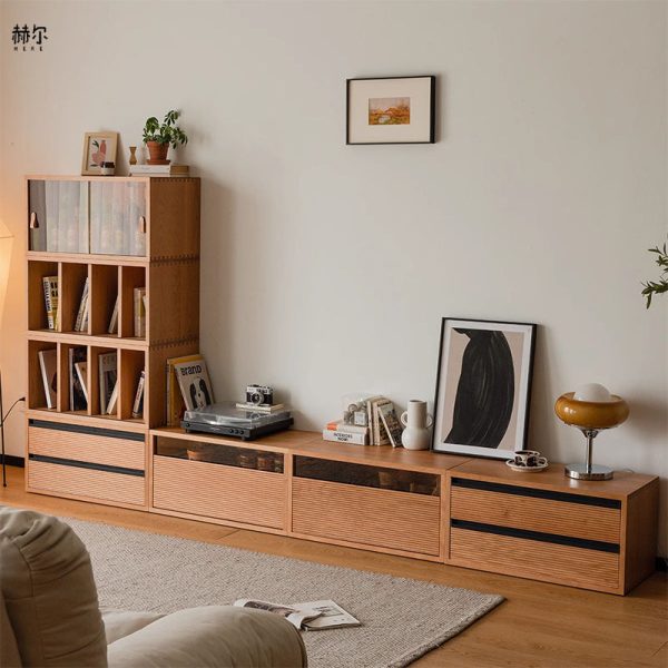 Traditional Japanese Cherry Wood Rectangular Side Table 1-Tier For Living Room - Image 10
