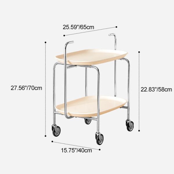 Contemporary Scandinavian ABS Carbon Steel Oval End Table With 2-Tier For Living Room - Image 4
