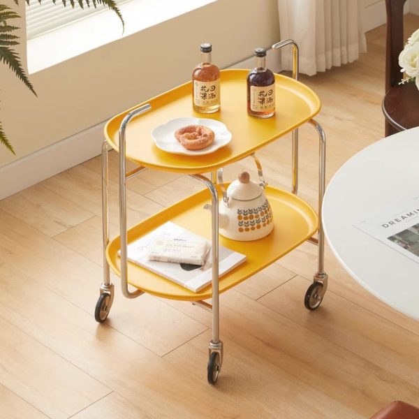 Contemporary Scandinavian ABS Carbon Steel Oval End Table With 2-Tier For Living Room - Image 3