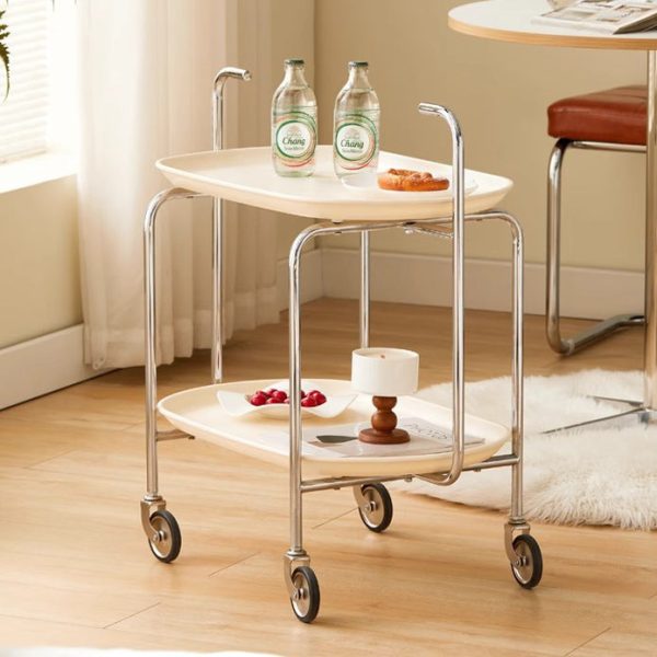 Contemporary Scandinavian ABS Carbon Steel Oval End Table With 2-Tier For Living Room - Image 12