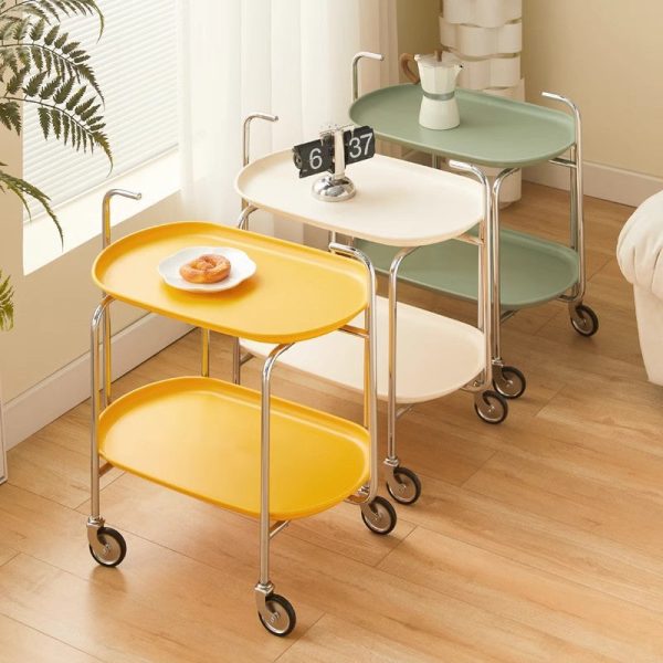 Contemporary Scandinavian ABS Carbon Steel Oval End Table With 2-Tier For Living Room - Image 15