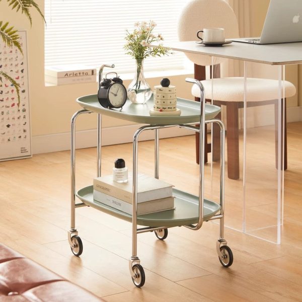 Contemporary Scandinavian ABS Carbon Steel Oval End Table With 2-Tier For Living Room - Image 16