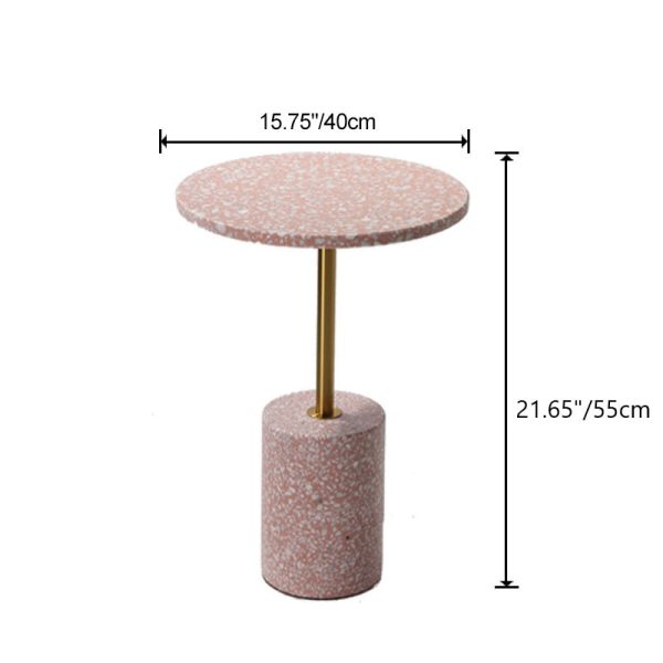 Modern Luxury Marble Metal Round Cylindrical End Table 1-Tier For Living Room - Image 4