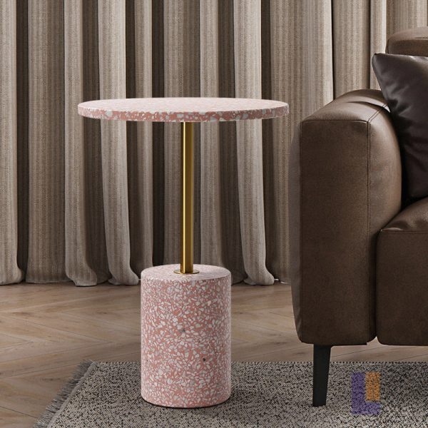 Modern Luxury Marble Metal Round Cylindrical End Table 1-Tier For Living Room - Image 9