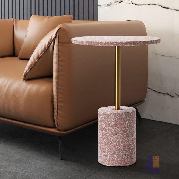 Modern Luxury Marble Metal Round Cylindrical End Table 1-Tier For Living Room - Image 10