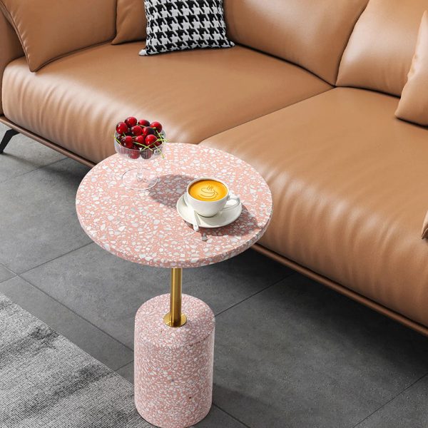Modern Luxury Marble Metal Round Cylindrical End Table 1-Tier For Living Room - Image 13