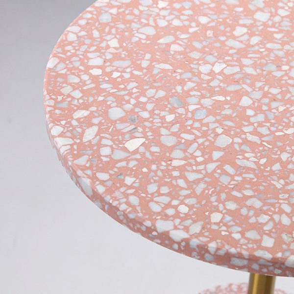Modern Luxury Marble Metal Round Cylindrical End Table 1-Tier For Living Room - Image 5