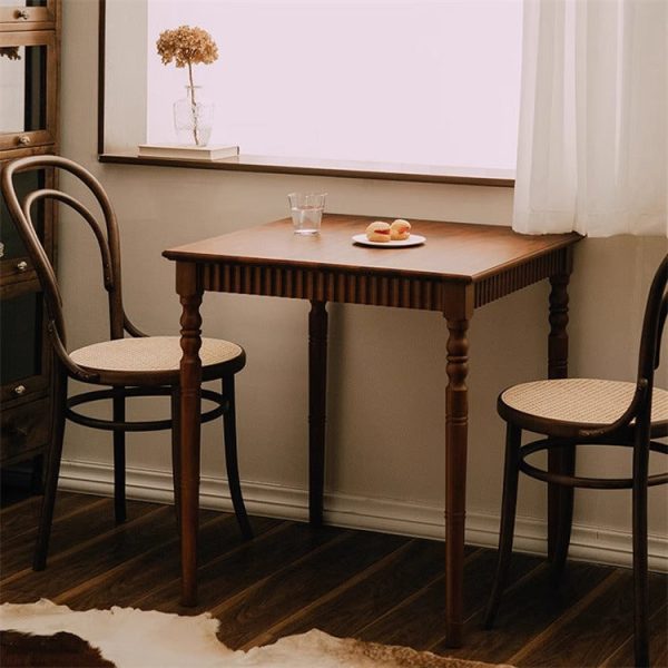 Traditional Vintage Solid Wood Textured Square Coffee Table 1-Tier For Living Room - Image 2
