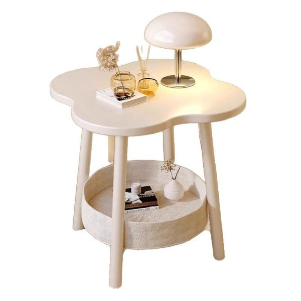Modern Minimalist Medium Density Fiberboard Iron Flower-Shaped End Table 2-Tier For Living Room - Image 13