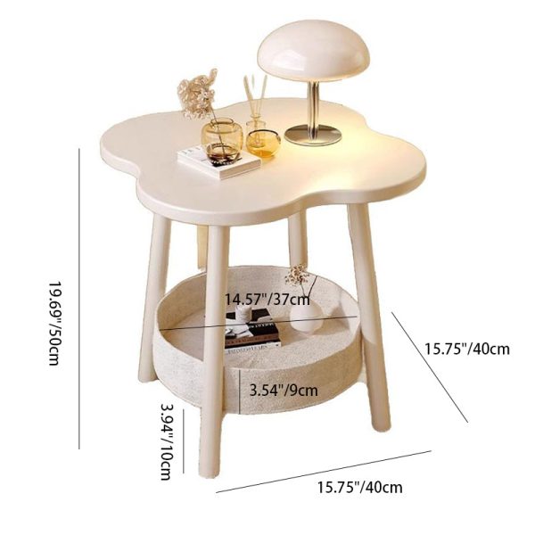 Modern Minimalist Medium Density Fiberboard Iron Flower-Shaped End Table 2-Tier For Living Room - Image 4