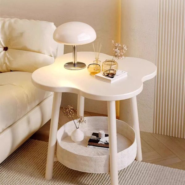 Modern Minimalist Medium Density Fiberboard Iron Flower-Shaped End Table 2-Tier For Living Room - Image 2