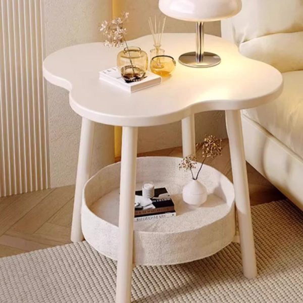 Modern Minimalist Medium Density Fiberboard Iron Flower-Shaped End Table 2-Tier For Living Room - Image 3