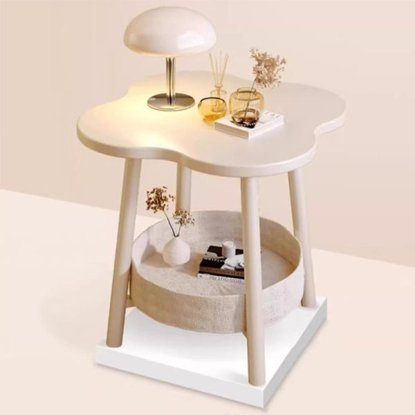 Modern Minimalist Medium Density Fiberboard Iron Flower-Shaped End Table 2-Tier For Living Room - Image 11