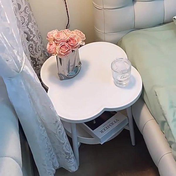 Modern Minimalist Medium Density Fiberboard Iron Flower-Shaped End Table 2-Tier For Living Room - Image 8