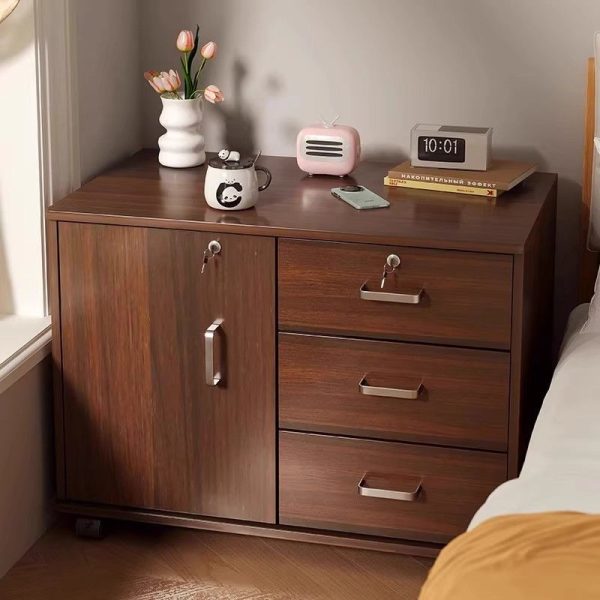 Modern Minimalist Sintered Stone Wood Metal Rectangular Round Side Table 3-Drawer For Living Room - Image 8