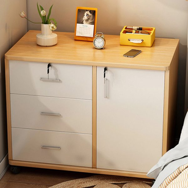 Modern Minimalist Sintered Stone Wood Metal Rectangular Round Side Table 3-Drawer For Living Room - Image 3