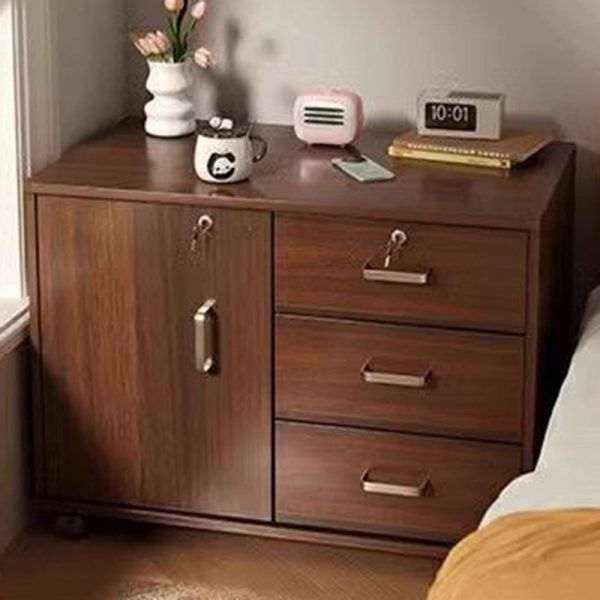 Modern Minimalist Sintered Stone Wood Metal Rectangular Round Side Table 3-Drawer For Living Room - Image 10