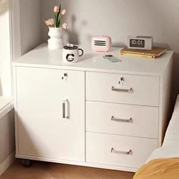 Modern Minimalist Sintered Stone Wood Metal Rectangular Round Side Table 3-Drawer For Living Room