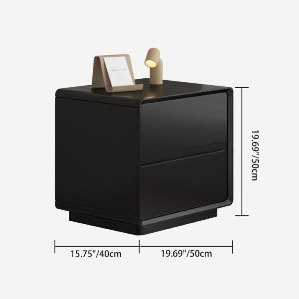 Modern Minimalist Solid Wood Rounded Square Nightstand 2-Drawer For Bedroom - Image 4