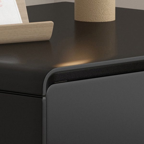 Modern Minimalist Solid Wood Rounded Square Nightstand 2-Drawer For Bedroom - Image 5