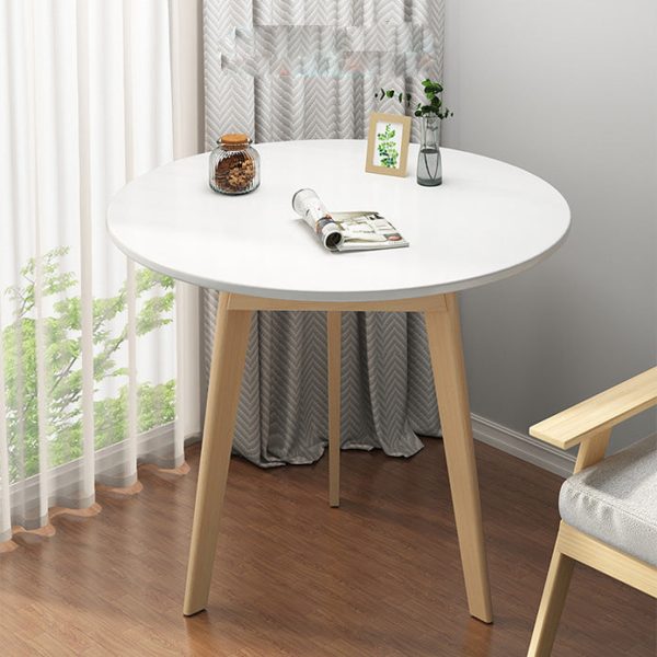 Modern Minimalist Round Density Fiberboard Wood Coffee Table 3 - Leg For Living Room - Image 2