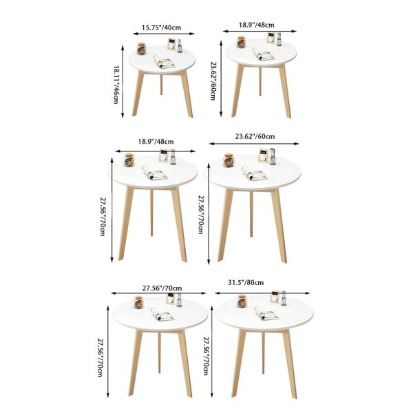 Modern Minimalist Round Density Fiberboard Wood Coffee Table 3 - Leg For Living Room - Image 4