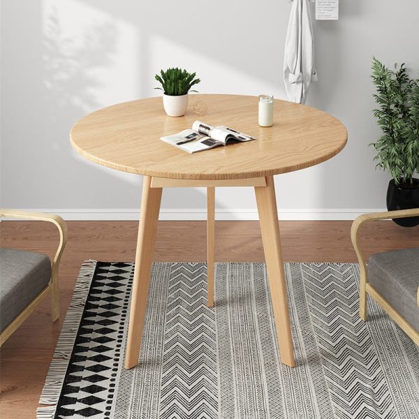 Modern Minimalist Round Density Fiberboard Wood Coffee Table 3 - Leg For Living Room - Image 3