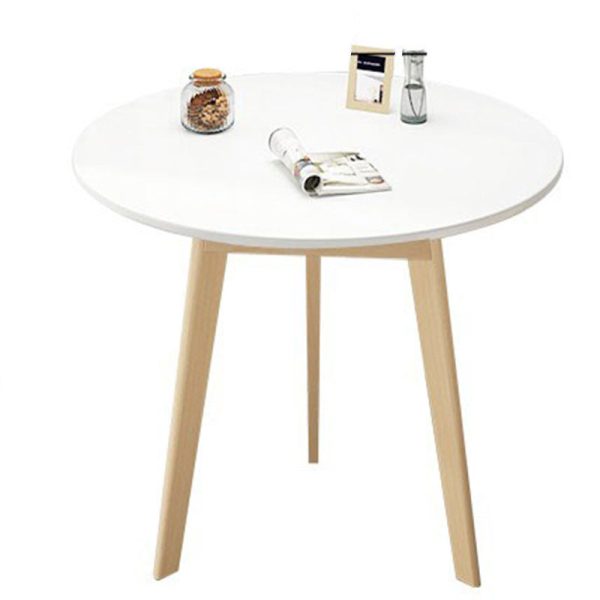 Modern Minimalist Round Density Fiberboard Wood Coffee Table 3 - Leg For Living Room - Image 11