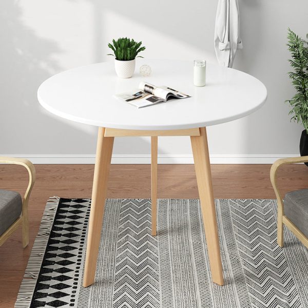 Modern Minimalist Round Density Fiberboard Wood Coffee Table 3 - Leg For Living Room - Image 9
