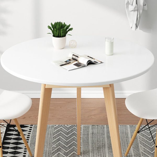 Modern Minimalist Round Density Fiberboard Wood Coffee Table 3 - Leg For Living Room - Image 6