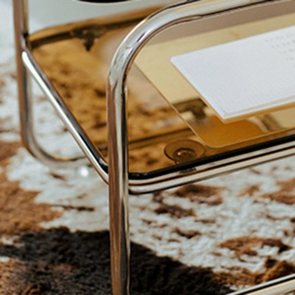 Modern Art Deco Geometry Glass Iron Side Table 3 - Tier For Dining Room - Image 8