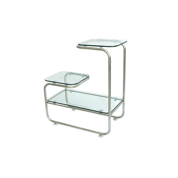 Modern Art Deco Geometry Glass Iron Side Table 3 - Tier For Dining Room - Image 15