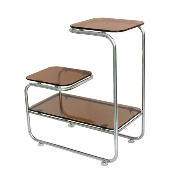 Modern Art Deco Geometry Glass Iron Side Table 3 - Tier For Dining Room - Image 13