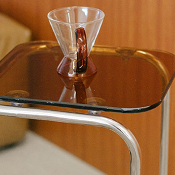 Modern Art Deco Geometry Glass Iron Side Table 3 - Tier For Dining Room - Image 7