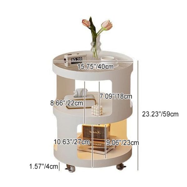 Modern Simplicity Cylinder Glass Iron Nightstand 2 - Tier For Bedroom - Image 5