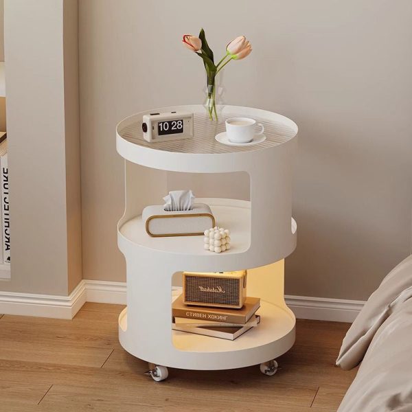 Modern Simplicity Cylinder Glass Iron Nightstand 2 - Tier For Bedroom - Image 14