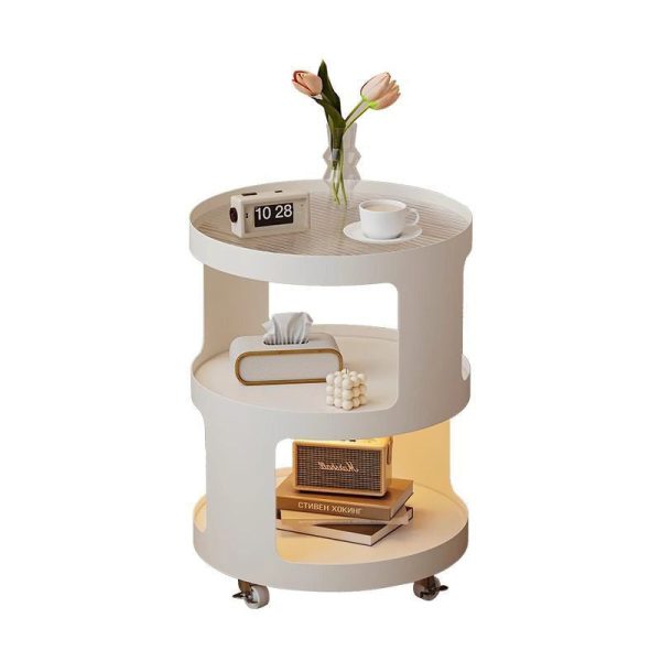 Modern Simplicity Cylinder Glass Iron Nightstand 2 - Tier For Bedroom - Image 15