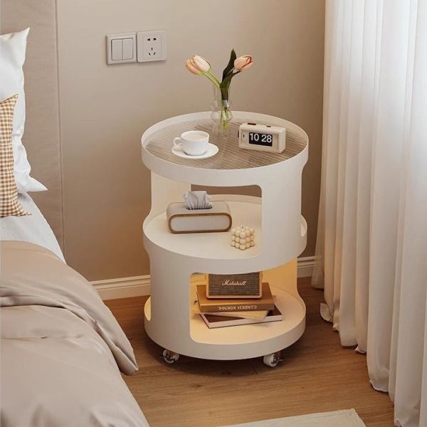 Modern Simplicity Cylinder Glass Iron Nightstand 2 - Tier For Bedroom - Image 10
