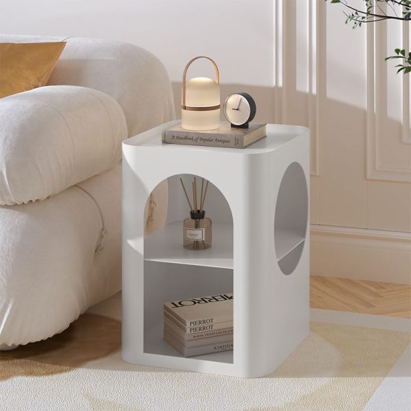 Modern Minimalist Medium Density Fiberboard Side Table 2 - Tier For Living Room - Image 2