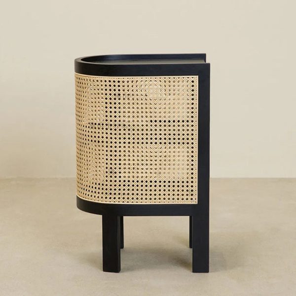 Traditional Rustic Wood Rattan Nightstand 2 - Cabinet For Bedroom - Image 13