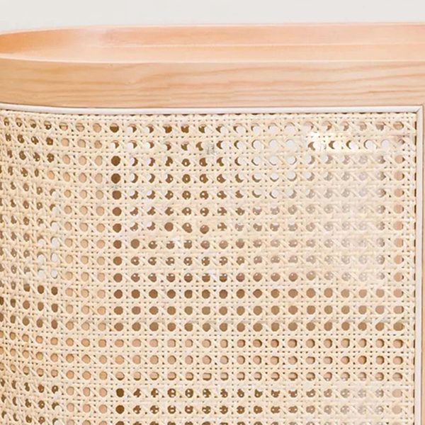 Traditional Rustic Wood Rattan Nightstand 2 - Cabinet For Bedroom - Image 7