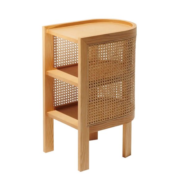 Traditional Rustic Wood Rattan Nightstand 2 - Cabinet For Bedroom - Image 15