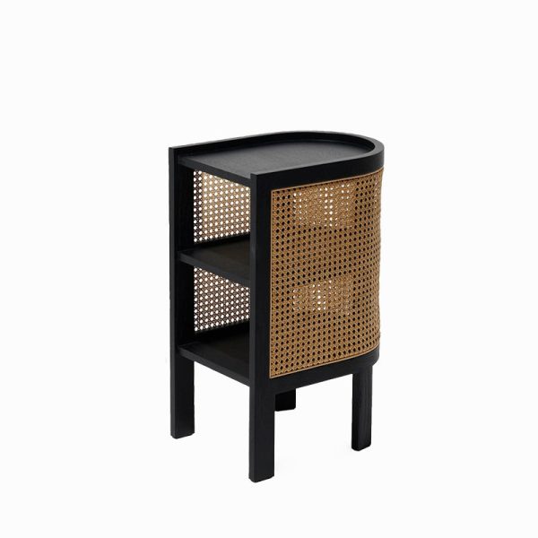 Traditional Rustic Wood Rattan Nightstand 2 - Cabinet For Bedroom - Image 19